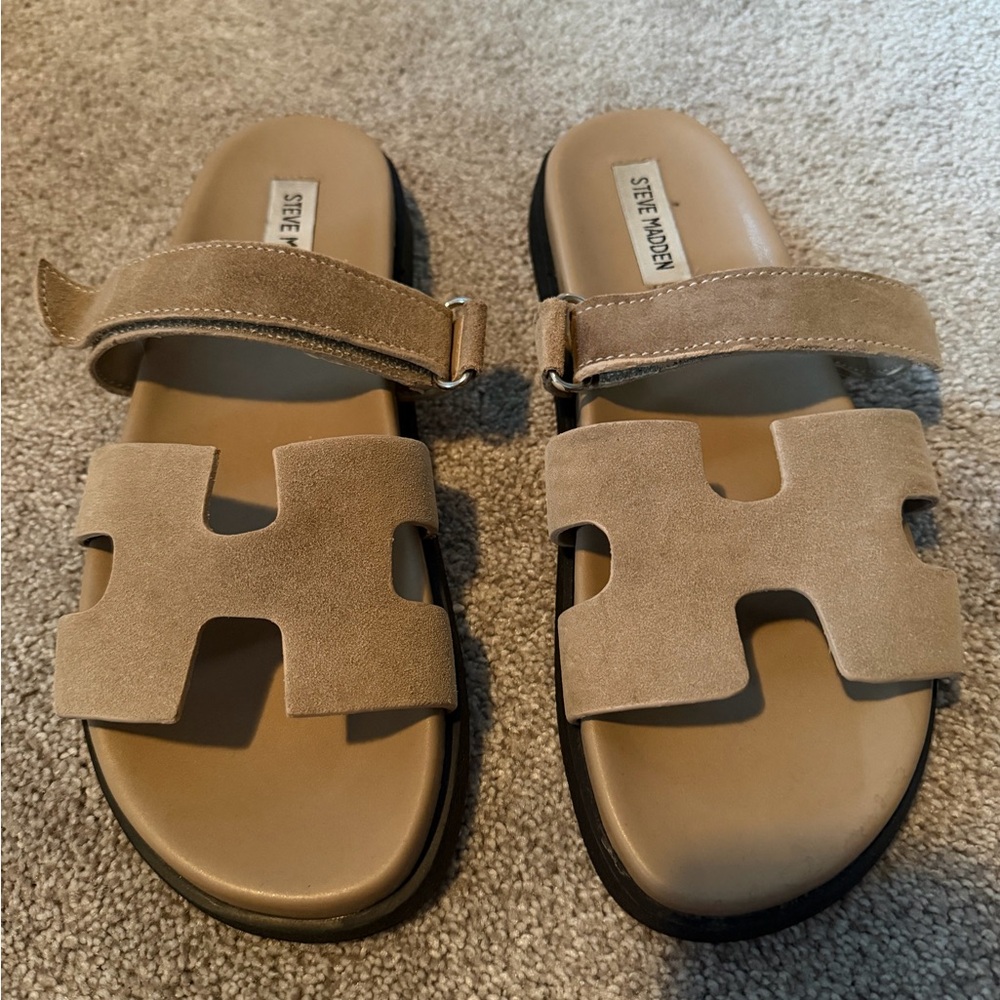 Steve Madden Mayven Beige Slide Sandals